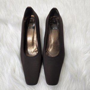 Stuart Weitzman Dark Brown Square-Toe Flats